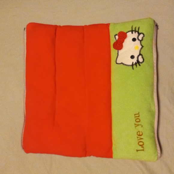 Miss Kitty Zip Up Pillow/Arm Warmer, Neon Orange/Green, 15x15 - Picture 2 of 5